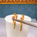 wholesale S925 gold-plated semi-finished ear hooks, ear hoops, clips, and clasps for DIY high-end vintage earrings with southern red agate, turquoise, and jasper-0-4