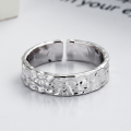wholesale S925 Sterling Silver Irregular Textured Crinkled Foil Paper Open Ring, Minimalist and Understated Style for Women-0-2