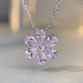 wholesale S925 Sterling Silver Summer Ins Style Minimalist Niche Pink Diamond Flower 5A Zircon Collar Necklace Women Wholesale-0-0