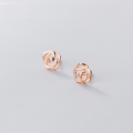 wholesale S925 silver earrings for women, Korean-style minimalist and elegant hollow rose small sweet ear accessories G7272-0-3