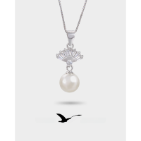 wholesale S925 Sterling Silver New Style Pearl and Shell Bead Pendant Necklace Minimalist Women's Jewelry Wholesale from Source Factory-Shell Pearl Pendant - Without Chain 925 Silver