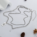 wholesale S925 Sterling Silver Double Layer English Letter Pendant Necklace, Vintage Silver Necklace for Women, European and American Style, Ins Luxury Temperament Necklace-0-1