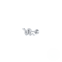 wholesale S925 Sterling Silver Mini Snake Stud Earrings With Zircon Accents, Threaded Piercing Ear Bone Stud, Trendy Euro-american Style-Single platinum-style 2
