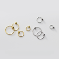 wholesale 925 Sterling Silver Earrings for Women, Mini Round Bead Hoop Earrings, Simple Light Bead Cartilage Stud, Circle Earrings G5467-0-3