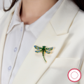 wholesale Metal: 925 Silver Vintage high-end retro style women's brooch with zircon green dragonfly clasp, wholesale for foreign trade jewelry-0-3