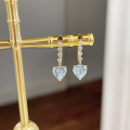 wholesale S925 sterling silver overall sea blue zircon drop earrings, Ocean Heart, daily versatile minimalist and unique earrings-0-1