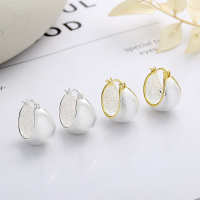 wholesale S925 Silver Yun Chao Xuan Fashion Minimalist Polished Bright Surface Brushed Texture Literary Niche Elegant Design Earring Ear Clasp-YFR268/A approx. 5.4g  925 silver