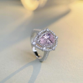 wholesale S925 Sterling Silver TikTok Live Hot-Sale Women's Ring with Teardrop Pink Zircon 3-Carat Crystal Gemstone Wholesale and Dropshipping-0-3