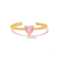 wholesale S925 Sterling Silver, K Gold Plated, Ins Style Geometric Interlocking Hearts Ring With Inlaid Zircons, Popular In Europe And America-Gold-Style 1 Adjustable opening