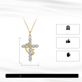 wholesale S925 Silver New European and American Cross-Border Rotatable Crown Necklace with Zirconia-Inlaid Minimalist Cross Pendant-0-2