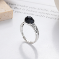 wholesale S925 Sterling Silver Fashion Retro Black Sandstone Creative Trendy Adjustable Ring INS New Style Versatile Band-0-1