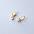 wholesale S925 Sterling Silver Minimalist Diamond-Studded Round Ear Clips, Adorable Mini Sparkling Drop Diamond, Niche Trendy Earrings for Women, G8894-0-1