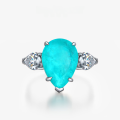 wholesale Silver Plated White Gold, 6 Carat Synthetic Paraiba "Water Drop" 10*14 Ring from Spēs, Cross-Border Wish New Arrival-0-0