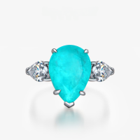 wholesale Silver Plated White Gold, 6 Carat Synthetic Paraiba "Water Drop" 10*14 Ring from Spēs, Cross-Border Wish New Arrival-Paraiba color 10*14; N78【R-0866】 No. 6