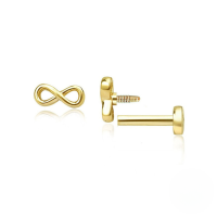 wholesale S925 Silver Zircon-studded 16g Flat Threaded Cartilage Ear Piercing-Single gold #1