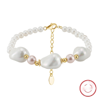 wholesale S925 Sterling Silver Irregular Imitation Pearl Beaded Bracelet Jewelry Wholesale-925 silver