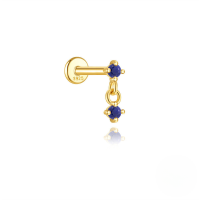 wholesale S925 Sterling Silver Geometric Inlaid Zircon Natural Lapis Lazuli Flat Head Threaded Ear Cartilage Stud, New Hot Selling High-end Earrings-Single gold #13