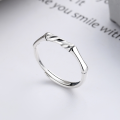 wholesale S925 Sterling Silver Minimalist Bamboo Twist Knot Design Trendy Adjustable Open Ring-0-0