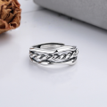 wholesale S925 sterling silver heavy work twisted chain triple-layer ring, trendy and unique unisex design-0-1