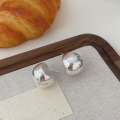 wholesale S925 Sterling Silver Minimalist Semi-Sphere Earrings for Women, Small Niche Fashion Simple Arc Heavy Work Earrings with High-End Trendy Feel-0-1