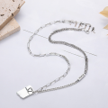 wholesale S925 Sterling Silver Korean Style Minimalist Fashion Heart Letter Pendant Link Chain Niche Design Necklace-0-1