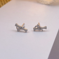 wholesale S925 Sterling Silver Maker's Fashion Full Diamond Bamboo Joints "Bamboo Reports Peace and Prosperity" Stud Earrings, Niche Elegant High-end Wholesale Jewelry-Full Diamond Bamboo Earrings>925 Silver