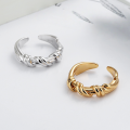 wholesale S925 Sterling Silver Irregular Korean Style Ribbon Bow Wrapped Open Ring Fashion Trendy Personalized Twisted Finger Ring-0-0