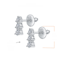 wholesale [18k Gold Plated S925 Silver] New TK Hot Selling Classic Three-Diamond Round Moissanite Women's Screw Earrings-0-5