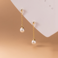 wholesale S925 silver earrings for women, Korean-style sweet and fresh, with imitation pearl and pearl-luster bead ear accessories G8490-0-0
