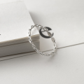 wholesale S925 Silver Interlocking Chain Ring Geometric Minimalist Ins Korean Style Index Finger Jewelry J9098-0-4