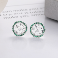 wholesale S925 Sterling Silver Fully Diamond-Studded Bling Earrings, Luxe High-End Hypoallergenic Ear Piercing Jewelry, Xiaohongshang Viral Trend-0-2