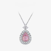 wholesale 925 Silver 3ct Teardrop Ice Flower Cut Goose Yellow 8*12 High Carbon Diamond Necklace, European and American Luxury, Shipei Jewelry New Collection-Pink 8*12 [P-2114] Chain length 40+5cm