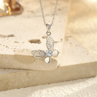 wholesale S925 Sterling Silver YaXi Breaking Cocoon into Butterfly Necklace for Women, Ins Forest Style Minimalist Elegant Sense of Luxury Collarbone Chain-Butterfly necklace/approx. 2.7g&gt;DZ016979