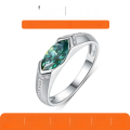 wholesale S925 Sterling Silver Green Oval Moissanite Ring Best-Selling Couple Style Vintage-0-0