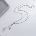 wholesale S925 Sterling Silver Trendy Street Dance Style H Pendant Tassel Necklace, Versatile Women's Accessory for Sweaters and Hoodies-0-3