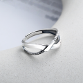 wholesale S925 Sterling Silver Korean Retro Minimalist Style Pattern Cross-Over Adjustable Index Finger Ring for Men and Women-0-1