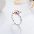 wholesale S925 Silver Fashionable Japanese and Korean Enamel Resin Butterfly Cocoon Pastoral Style Fresh and Versatile Open Ring-0-0
