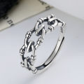 wholesale S925 Sterling Silver Hollow Knitted Ring, Korean Style Fashion Punk Gothic Index Finger Ring for Women-0-0