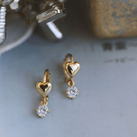 wholesale S925 Sterling Silver Korean-style Sweet Smooth Heart Diamond Stud Earrings Elegant Ins Wind Ear Accessories M05957-S925 silver pair silver 925 silver