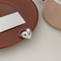 wholesale S925 Sterling Silver Open Heart Ring for Women, Korean Spring and Summer New Ins Trendy Versatile Heart-shaped Personality Ring-0-3