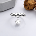 wholesale S925 Sterling Silver European and American Exaggerated Round Ball Wish-Fulfilling Tassel Trendy Versatile Open Ring-0-2
