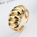 wholesale S925 Sterling Silver Irregular Croissant Bread Creative Design Open Ring European and American Fashion Index Finger Ring for Women-0-2