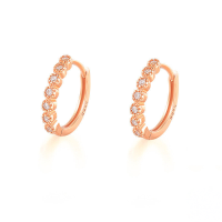 wholesale S925 Sterling Silver Circle With Zircons, Minimalist Ins Style Ear Clasp, Amazon Hot-selling Light Luxury Earrings-Rose Gold-10MM