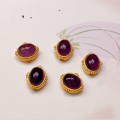 wholesale S925 Gold-Plated Silver Natural Amethyst Cube Teardrop Accessory Bead Strand for DIY Handcrafted Necklace Bracelet Semi-Finished-0-1