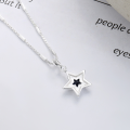 wholesale S925 Sterling Silver Five-Pointed Star Inlaid with Blue Zircon Necklace, Korean Style Exquisite and Elegant Light Luxury Choker for Women-0-1