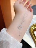 wholesale 999 Pure Silver Butterfly Tassel Four-Leaf Clover Necklace for Women, Small Batch Design, High-End Feel, Light Luxury Collarbone Chain, Gift for Girlfriend-0-6