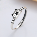 wholesale S925 Sterling Silver Birth Year Cute and Playful Little Tiger Minimalist Trendy Fashion Adjustable Ring-0-0