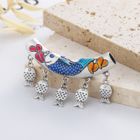 wholesale Sterling silver Yunchaoxuan S990 vintage resin enamel matte technique koi festive symbolic meaning ethnic style pendant-YP147M/single pendant about 14.8g pure silver