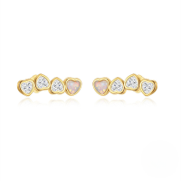 wholesale S925 Sterling Silver With Advanced Inlaid Zircon Opal Australian Gemstone Love Ear Studs, Korean Style Small And Unique Design-Gold#4 925 silver