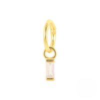 wholesale S925 Sterling Silver Cartilage Piercing Single Earring With Zircon Nose Ring, Trendy Ins Style-Gold single-square diamond